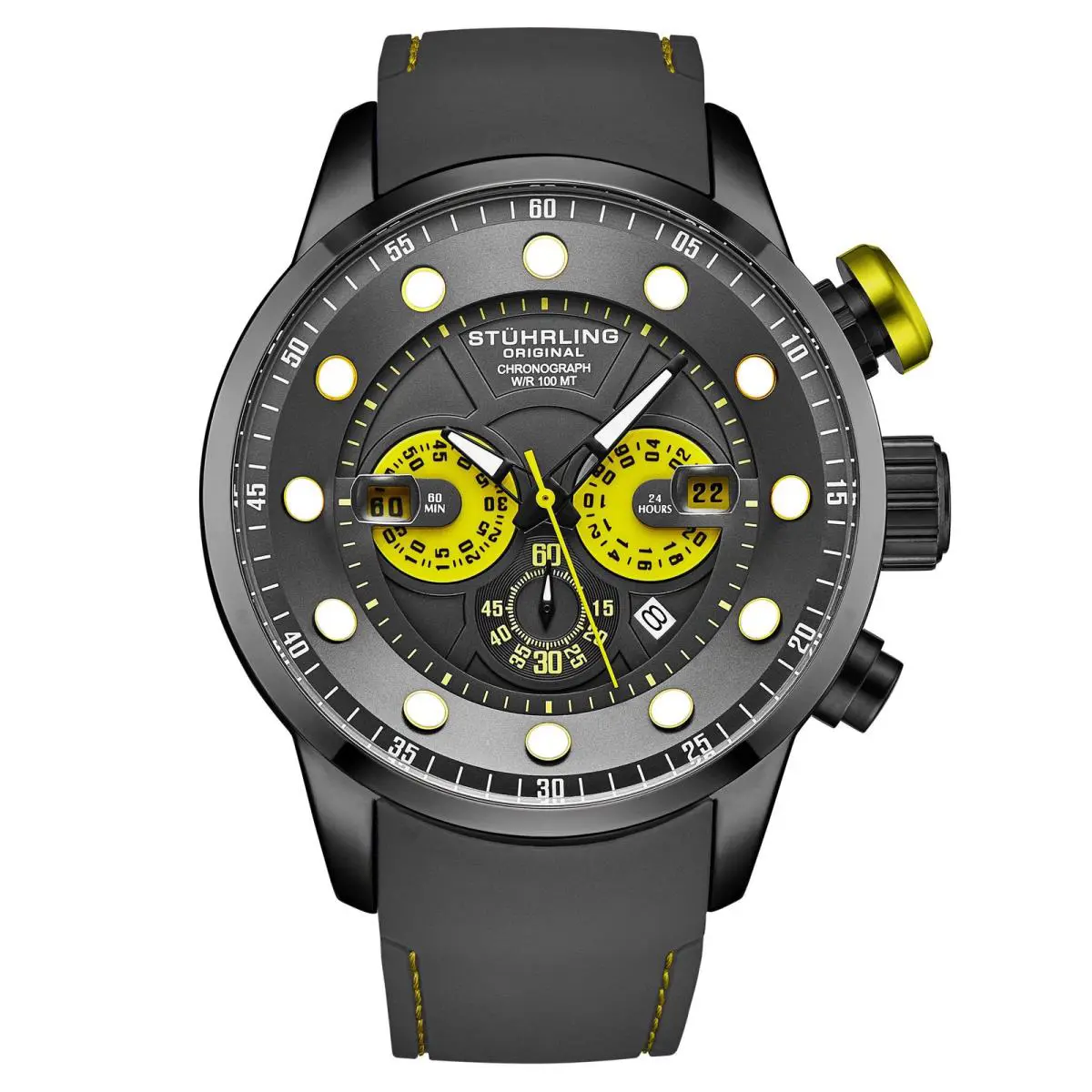 Stuhrling Aquatic Force Chronograph 50mm Grey Gunmetal Dial Wristwatch 4053.2