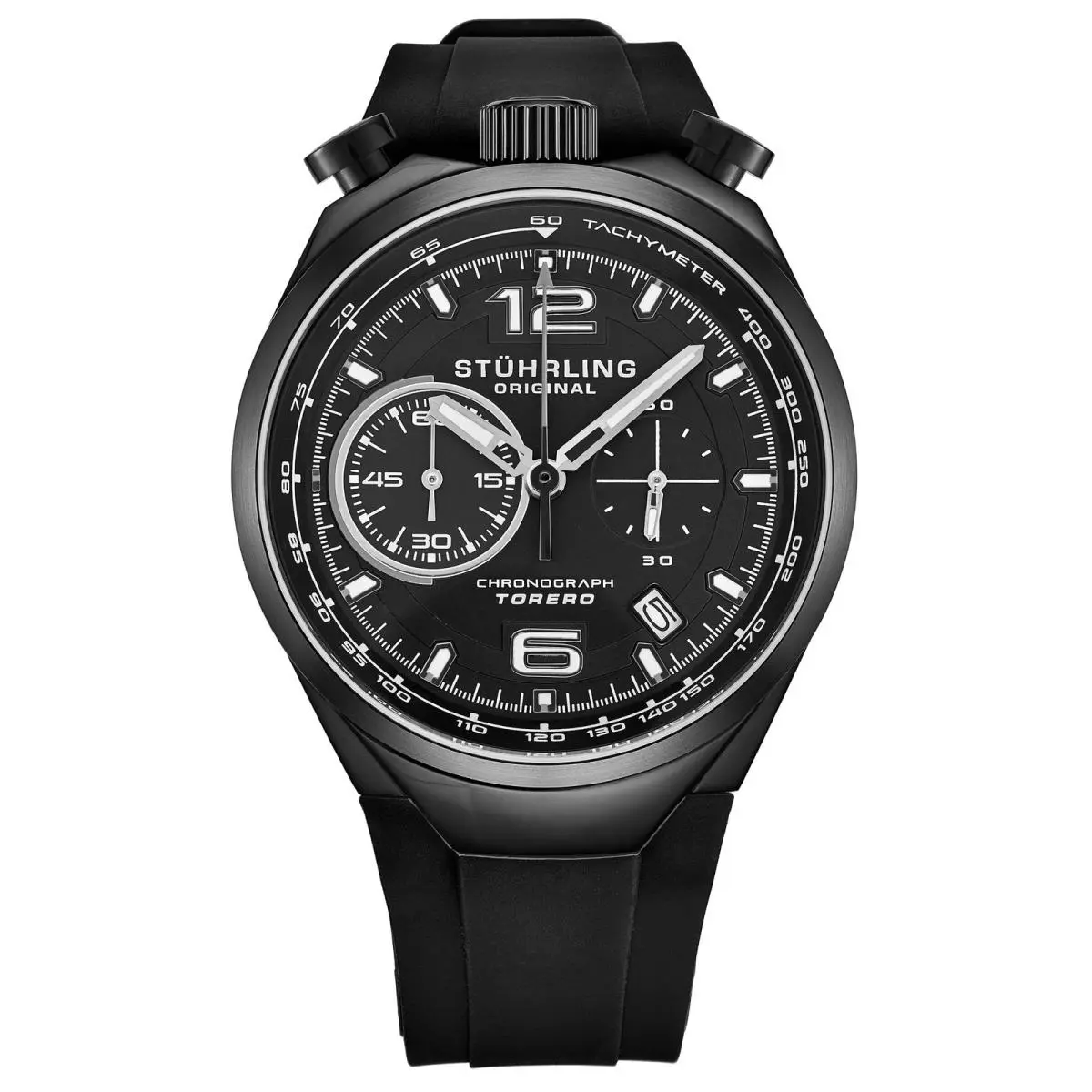 Stuhrling Monaco Black/rubber/black Dial/black Case 894.03 Black Dial Wristwatch 894.03 by Stührling