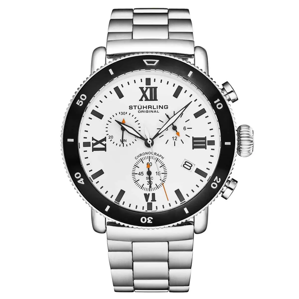 Stuhrling Chronograph Black/white White Dial Wristwatch 4040.1