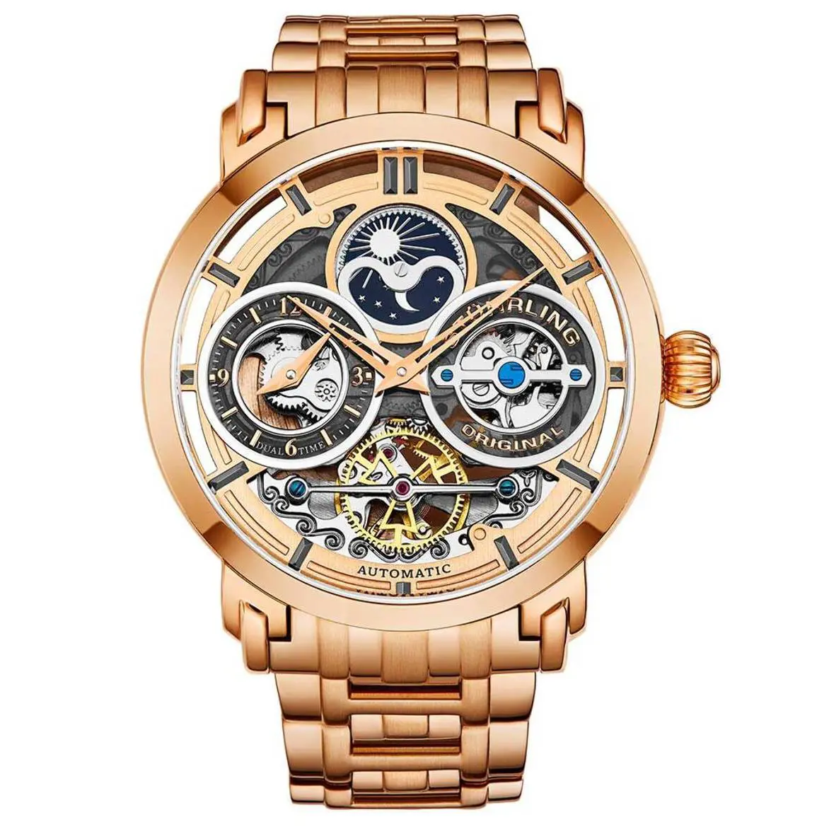 Stuhrling Legacy Rose Dial / Rose Stainless Steel Rose Gold Dial Wristwatch 371B.04