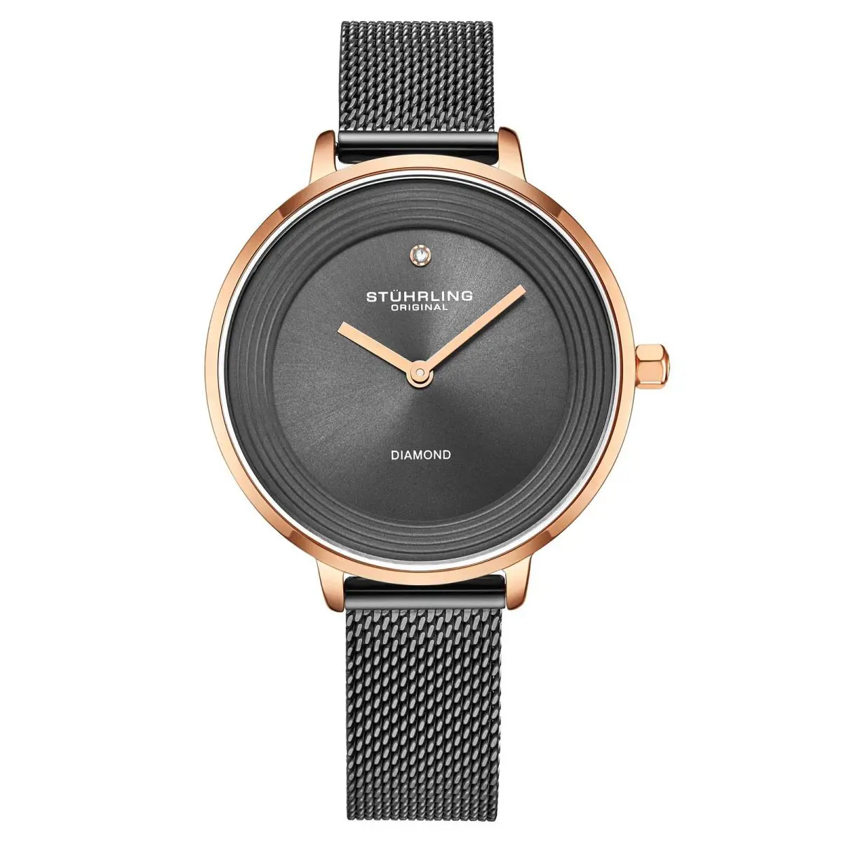 Stuhrling Symphony Quartz Classic Grey/rose Grey Dial Wristwatch 3946.4