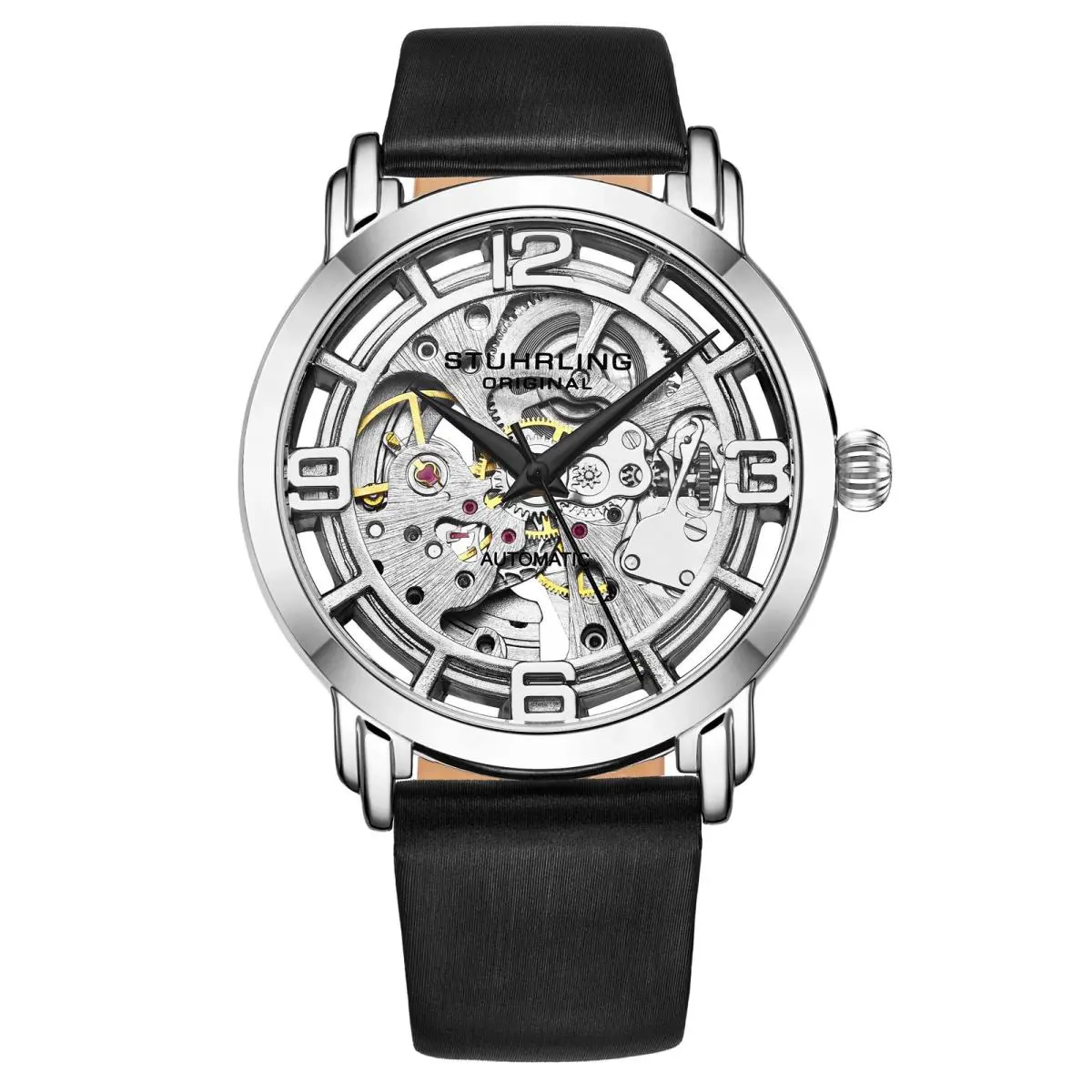 Stuhrling Legacy-3982.4 Black Leather Silver Dial Wristwatch 3982.4
