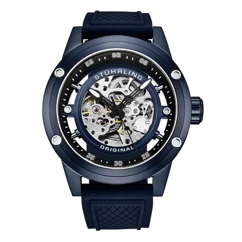 Stuhrling Automatic 50mm Skeleton Blue Blue Dial Wristwatch 4034.2