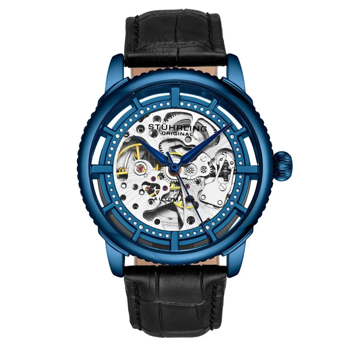 Stuhrling Legacy Automatic Blue/black Skeleton Watch 42mm Automatic Wristwatch 3