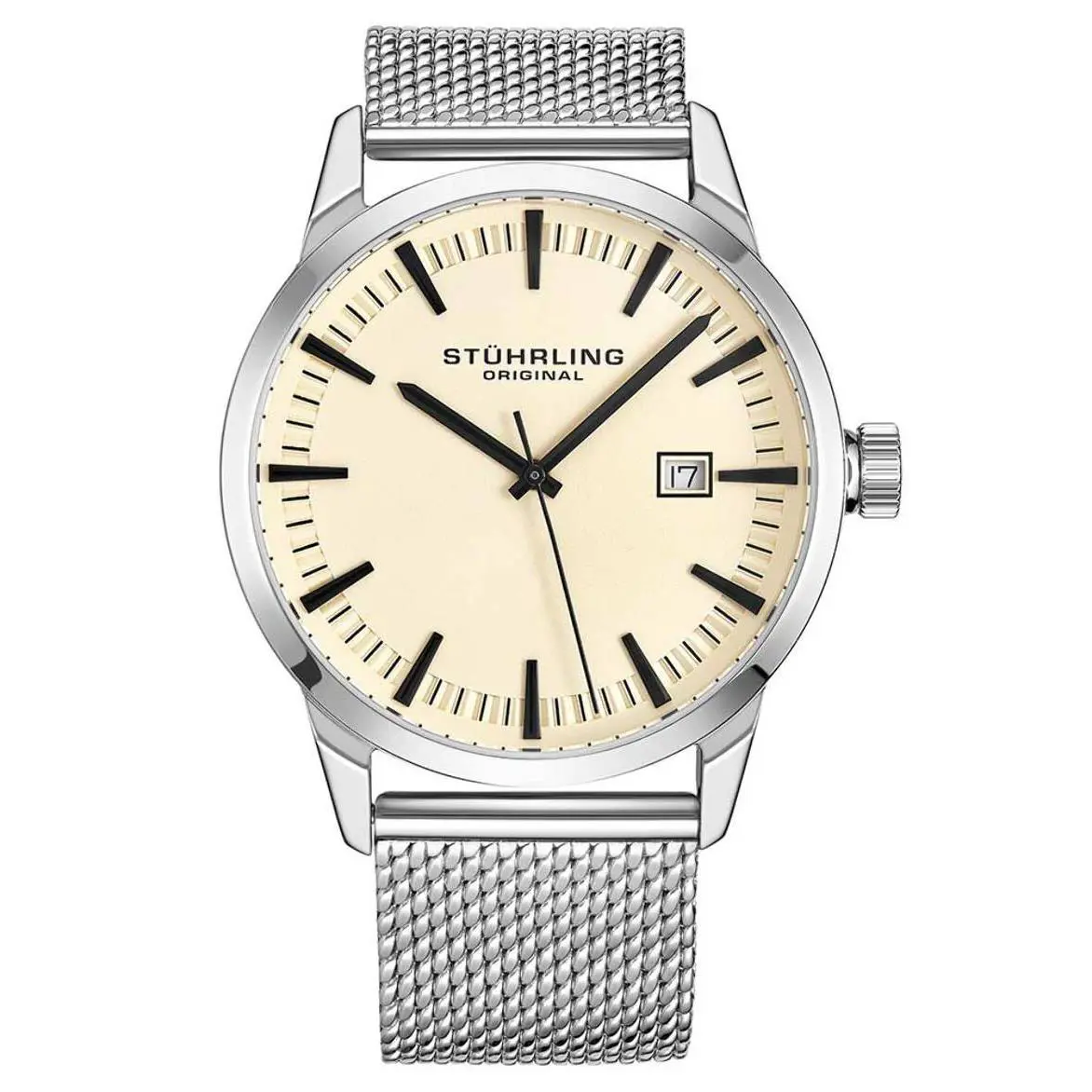 Stuhrling Symphony Beige Dial / Silver Stainless Steel Beige Dial Wristwatch 555M.03