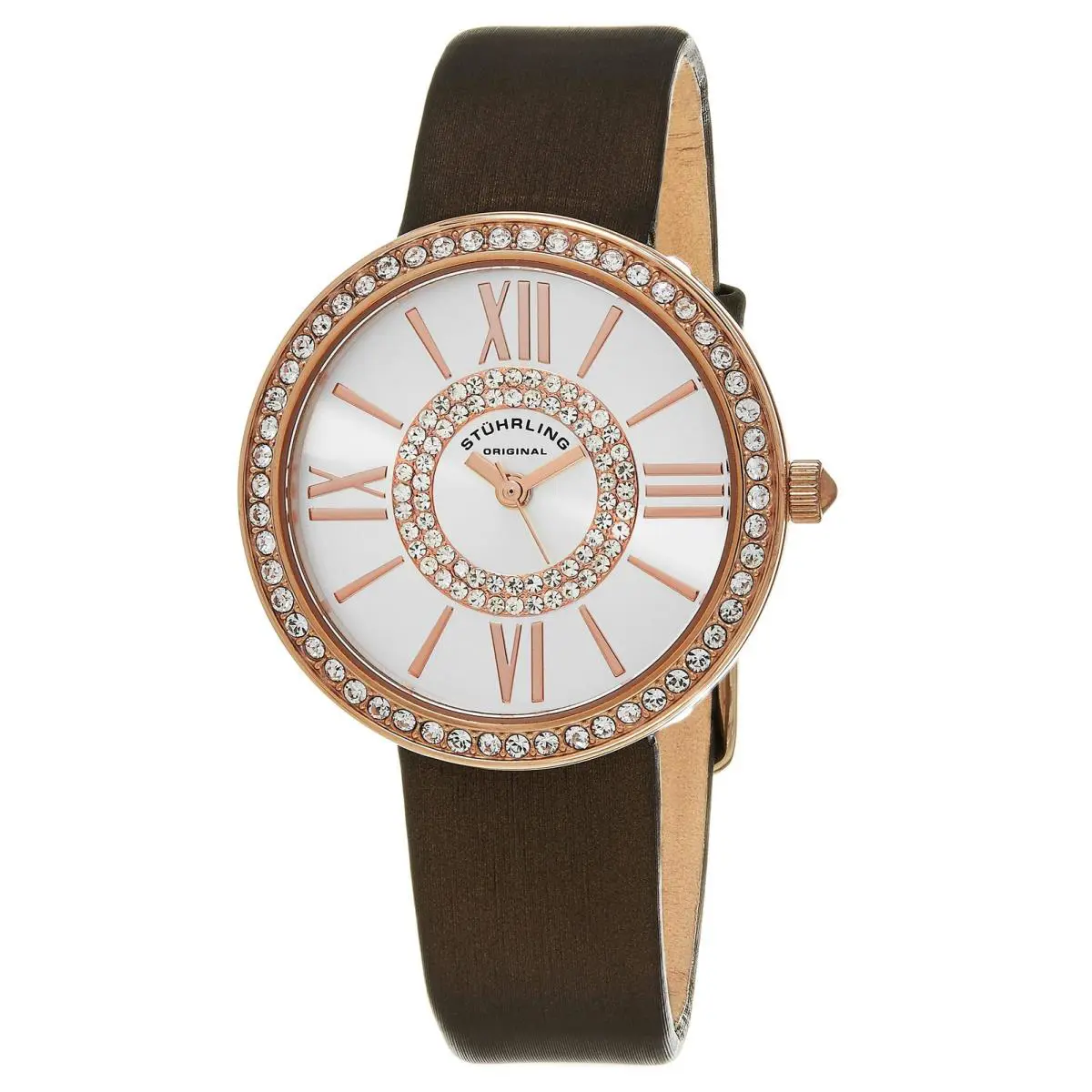 Stuhrling Vogue Brown Leather Silver Dial Wristwatch 566.05