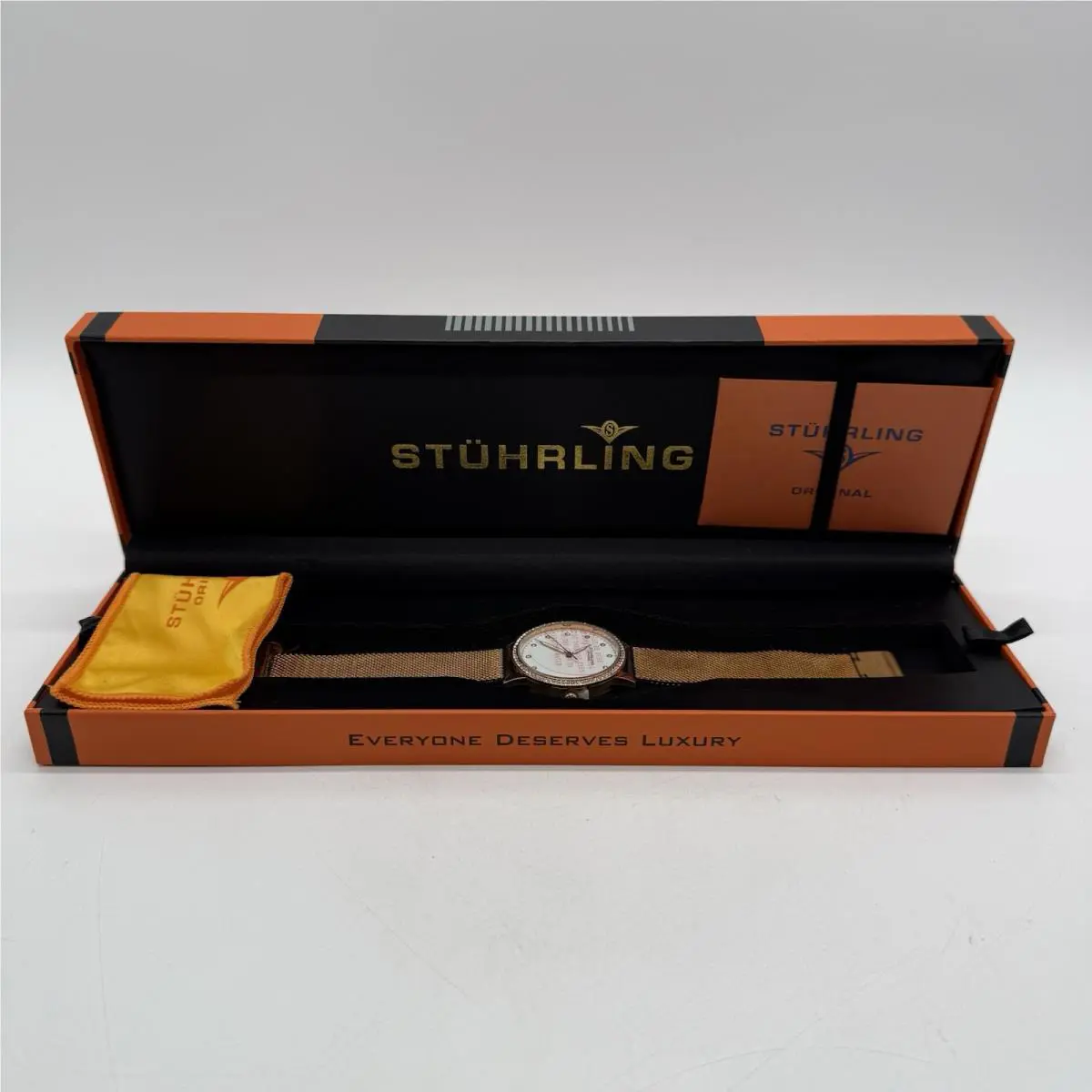 Stuhrling Women`s Gold-tone Mesh Bracelet Watch 38mm