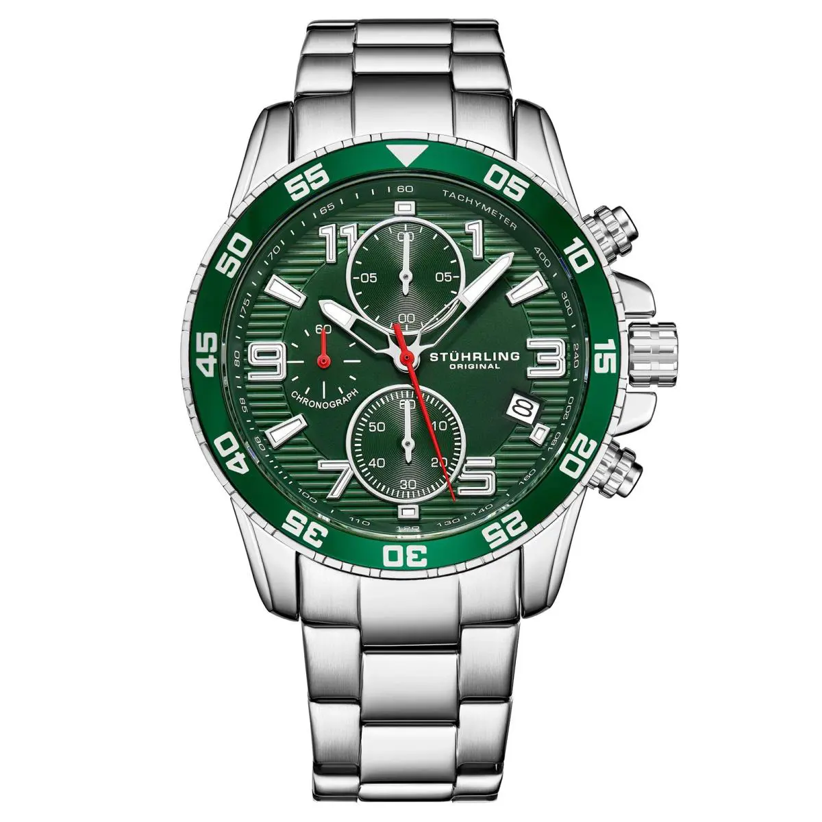 Stuhrling Concorso Quartz 40mm Chronograph Green Silver/stainless Steel Green Dial Wrist