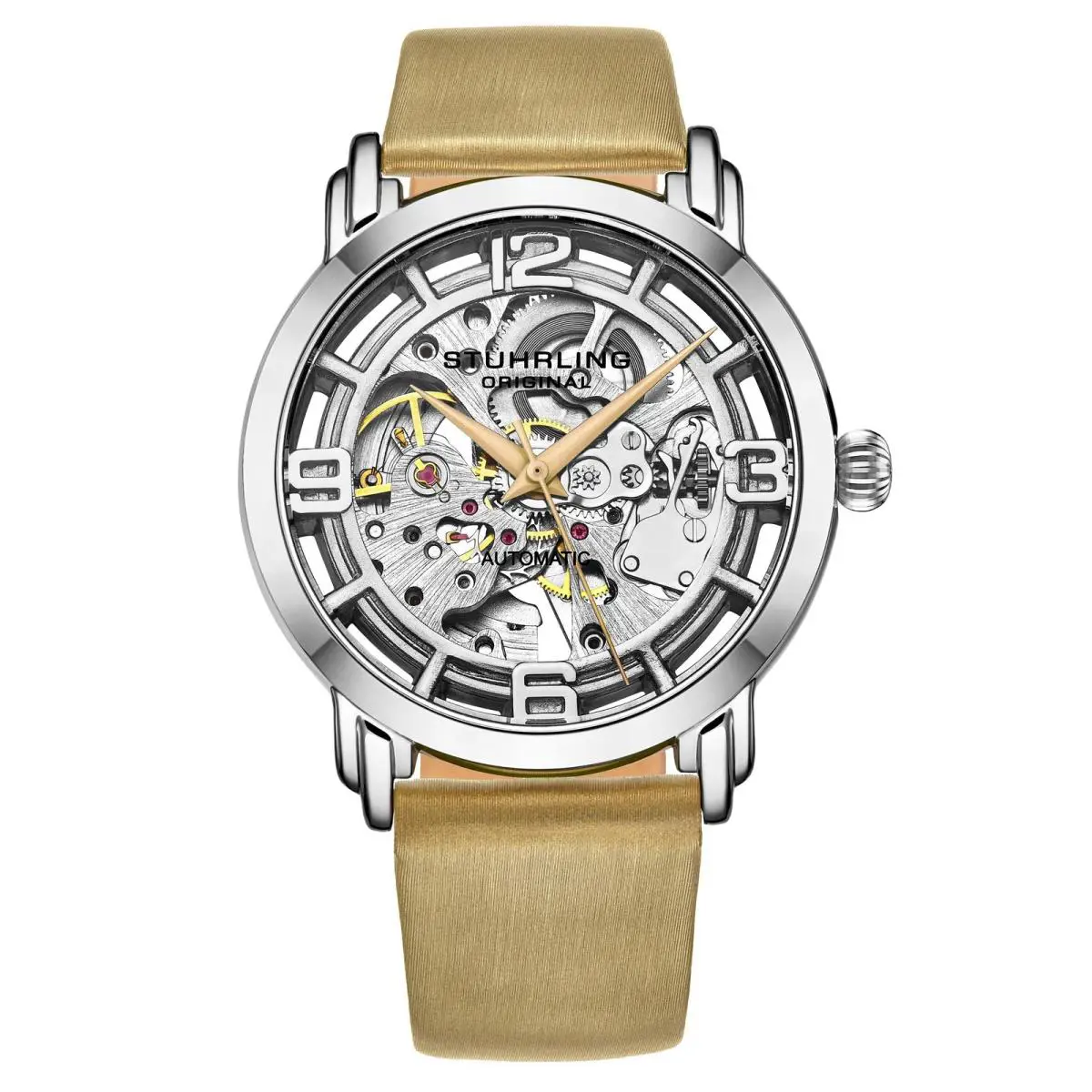 Stuhrling Legacy Beige Leather Silver Dial Wristwatch 3982.1