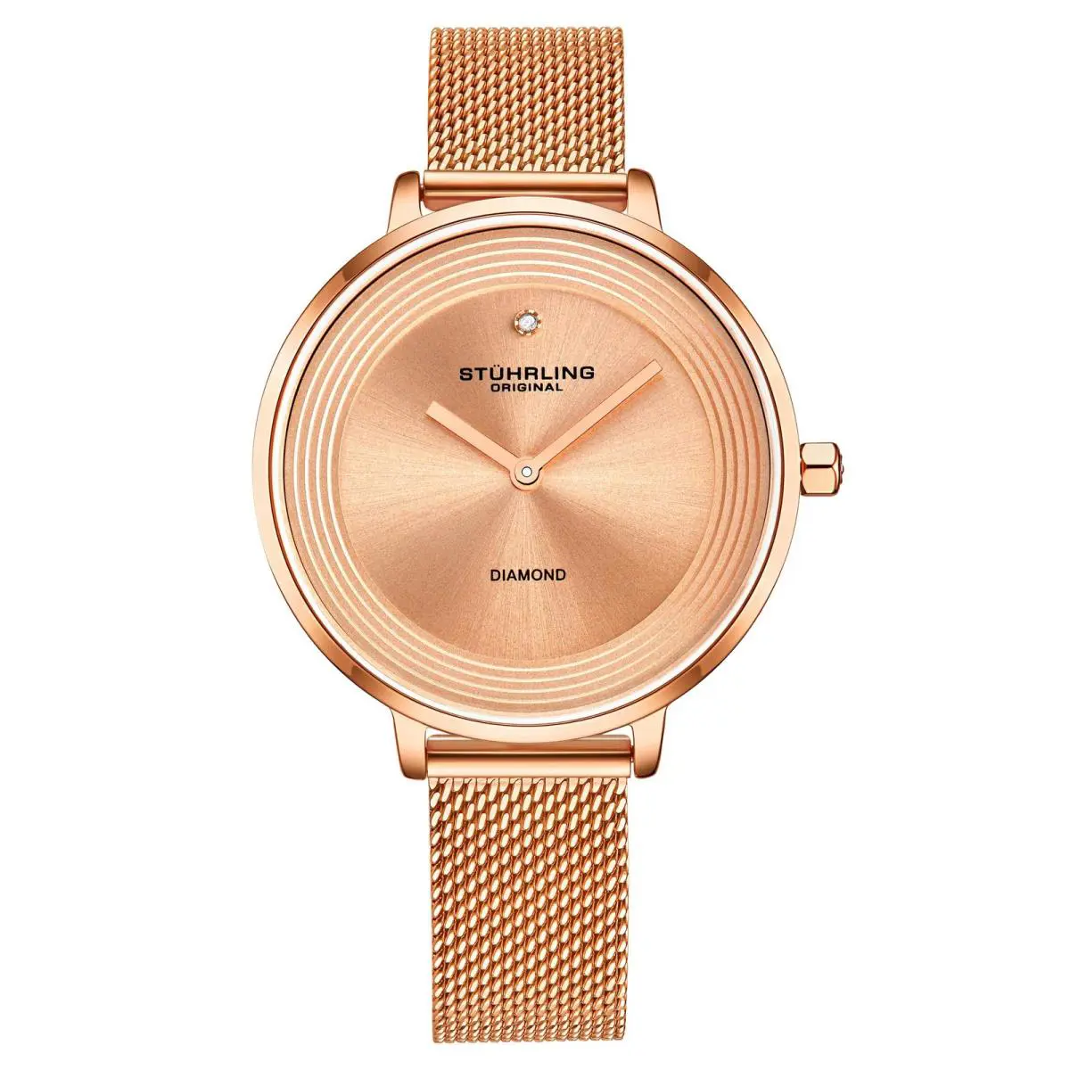Stuhrling Symphony Quartz Classic Rose/stainless Rose Dial Wristwatch 3946.5