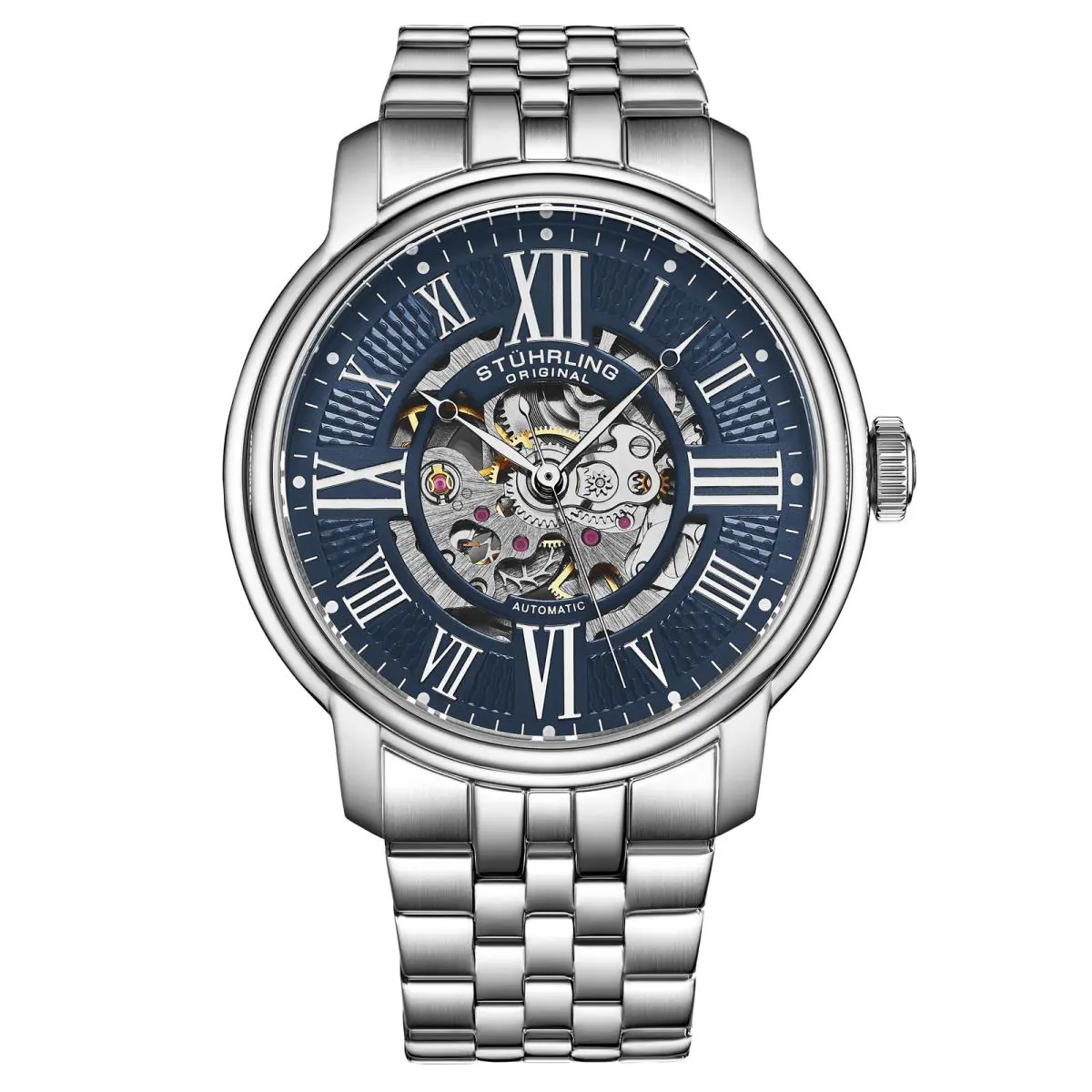 Stuhrling Atrium 4031 Automatic 42mm Skeleton Blue/silver Blue Dial Wristwatch 4031.5 by Stührling