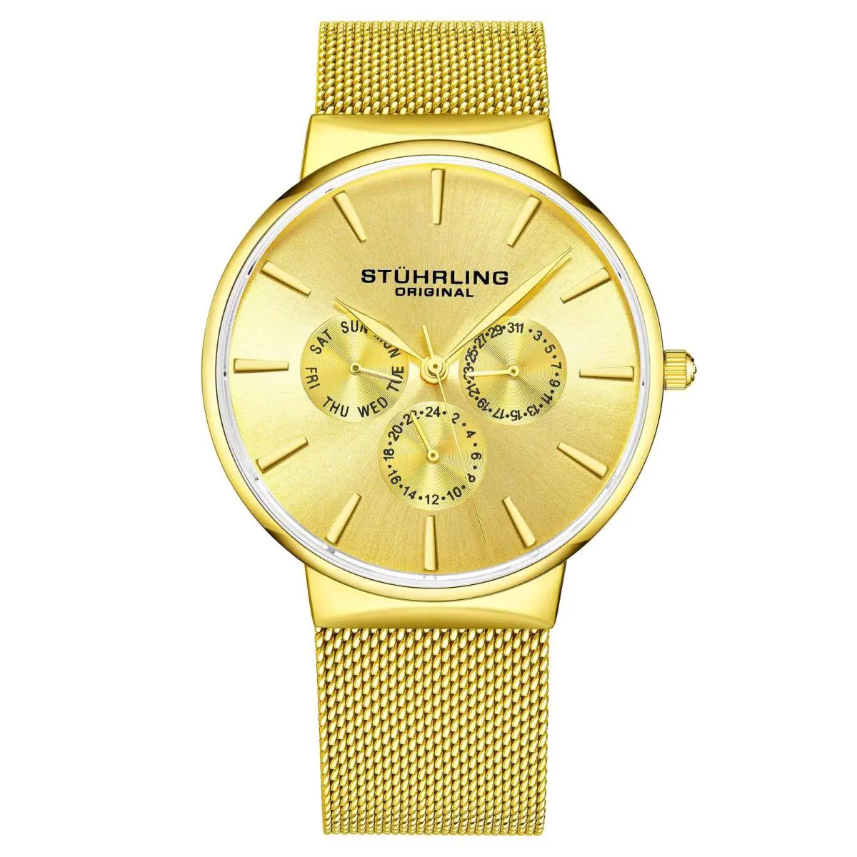 Stuhrling Monaco Gold/stainless Steel/gold Dial/gold Case Gold Dial Wristwatch 3931.3