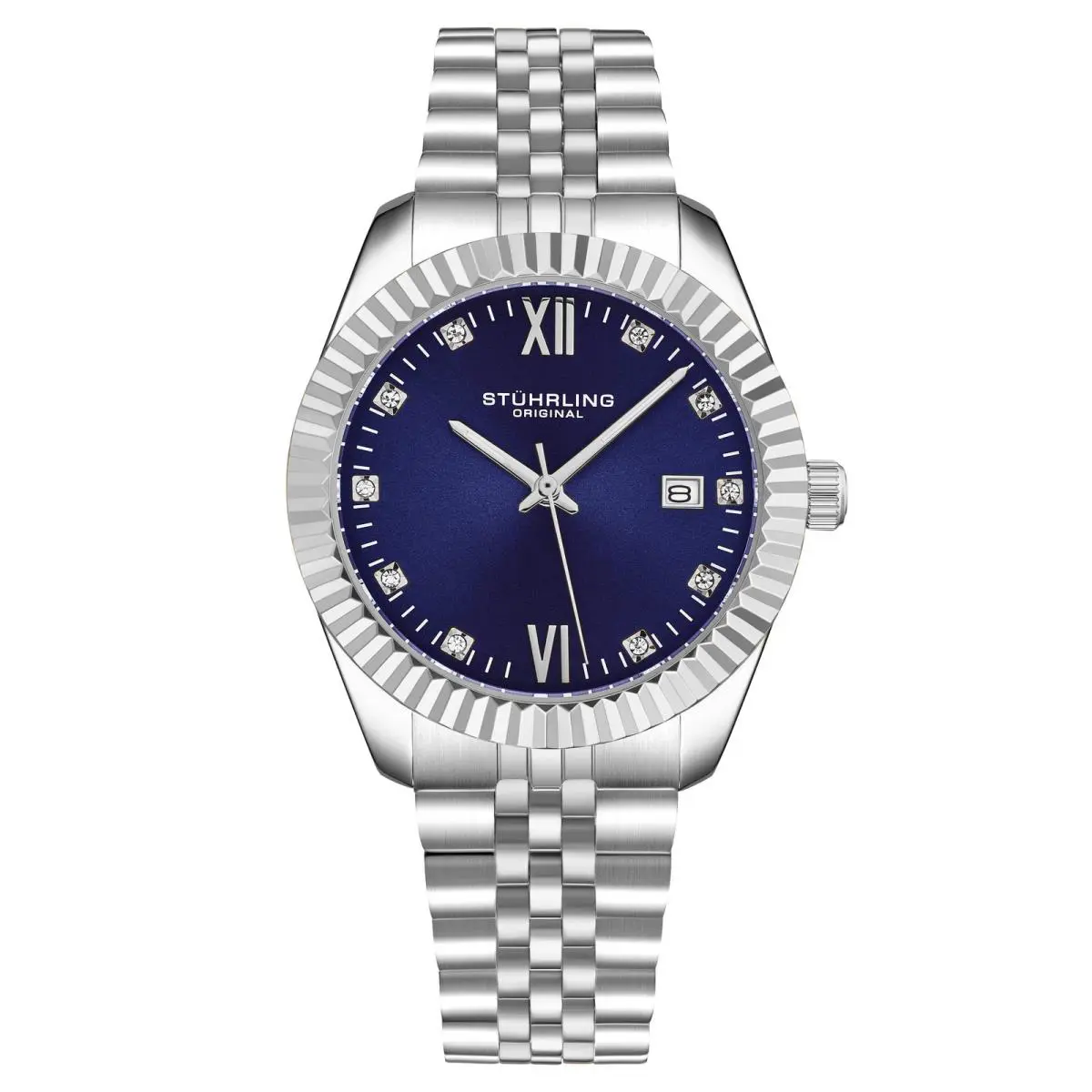 Stuhrling Gamine Classic Quartz Watch Blue/stainless Navy Dial Wristwatch 4024.2