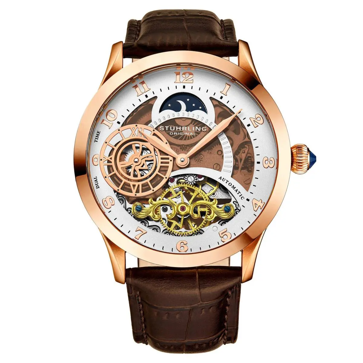Stuhrling Legacy Brown Leather Gunmetal Dial Wristwatch 925.03