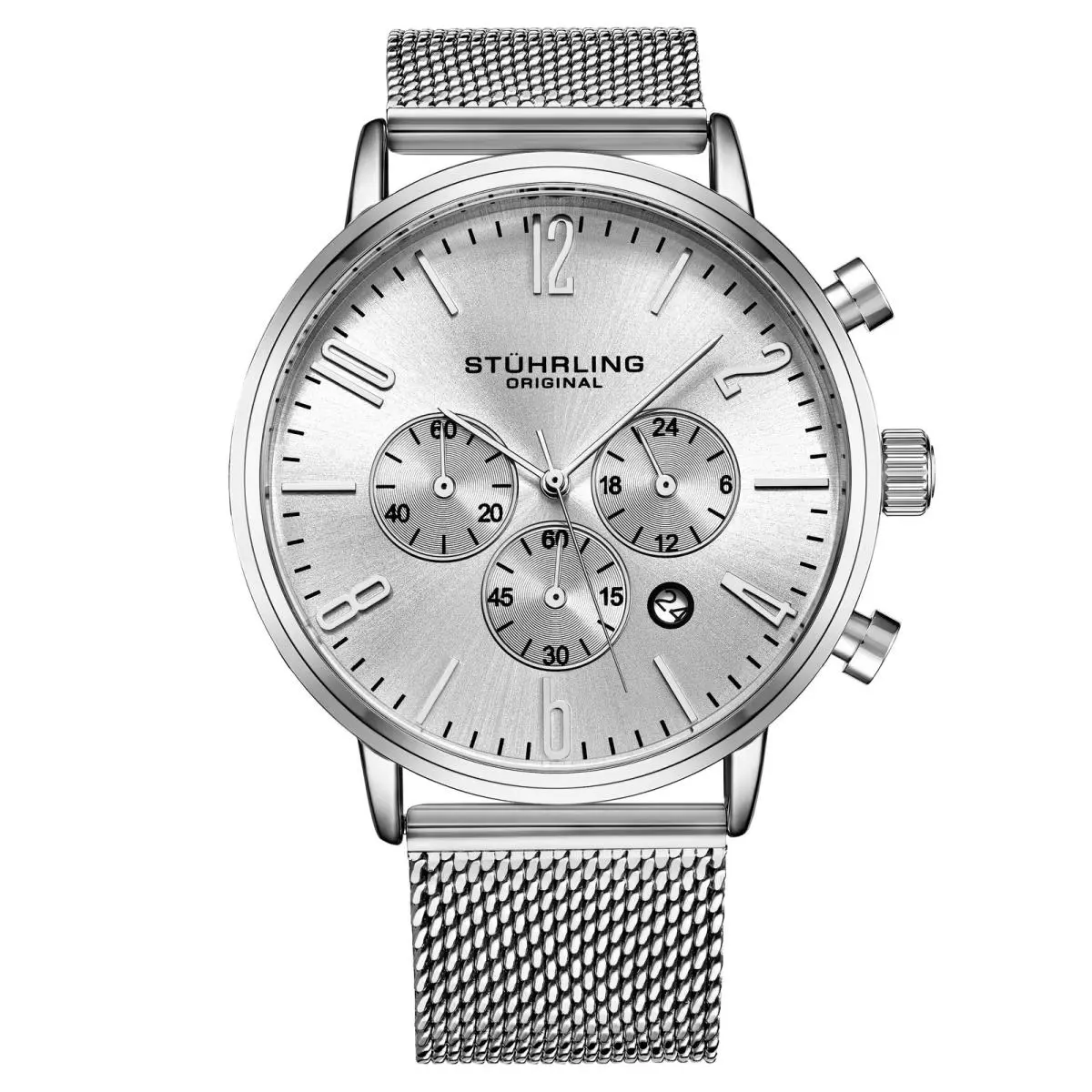 Stuhrling Monaco Silver/stainless Steel/silver Dial/silver Case 3932.2 Silver Dial Wrist