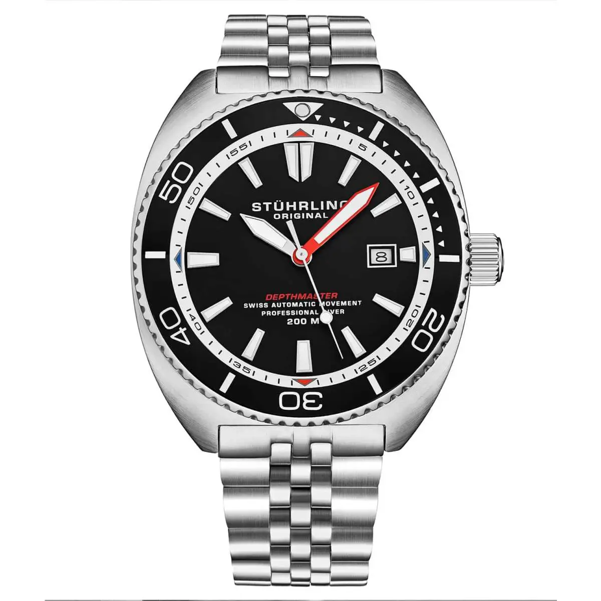 Stuhrling The Swiss Automatic Depthmaster Black Black Dial Wristwatch 1008.02 by Stührling