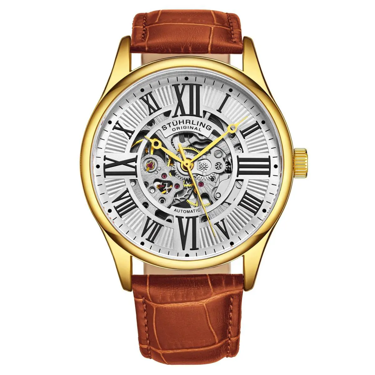 Stuhrling Legacy 3942 Watch Brown/leather White Dial Wristwatch 3942.5
