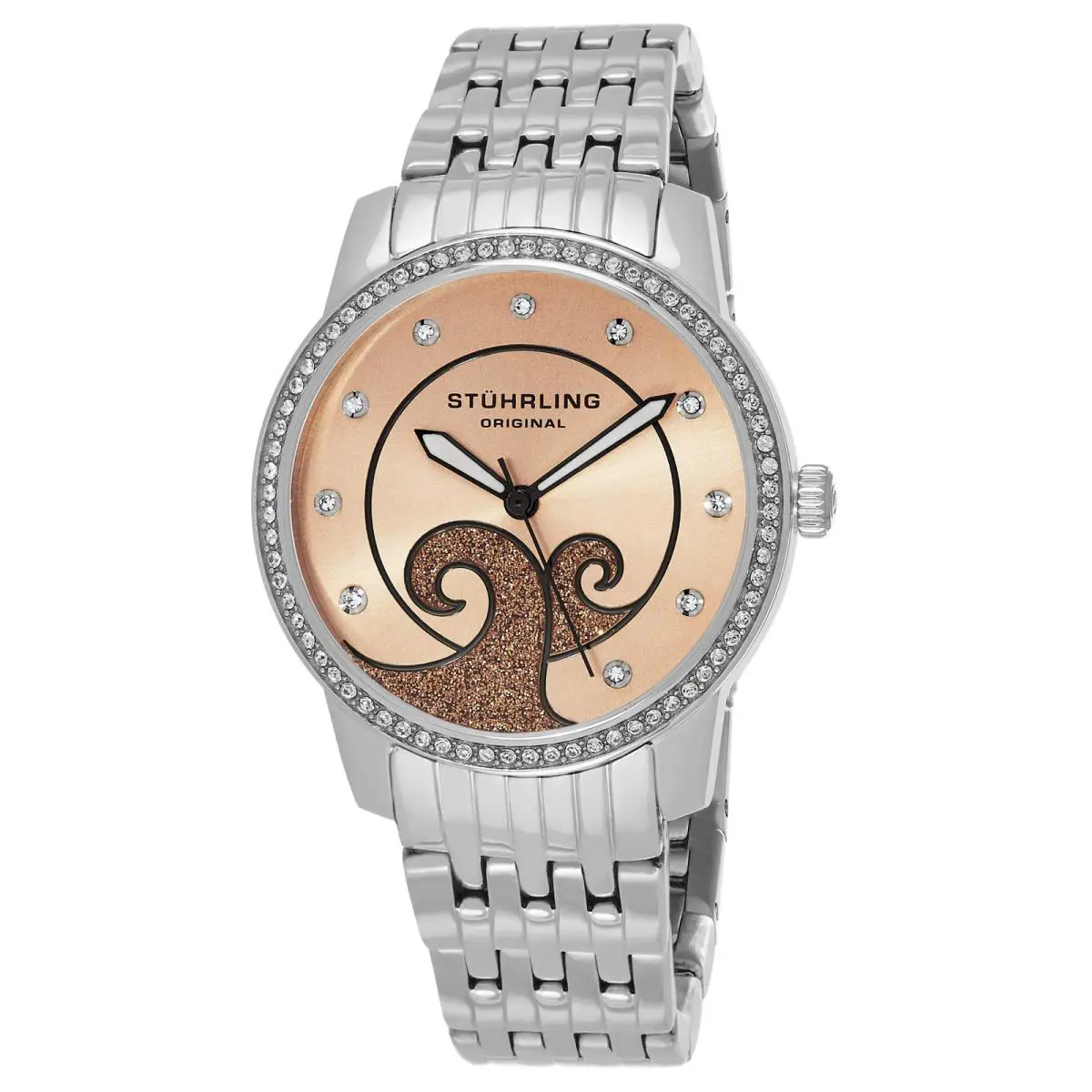Stuhrling Symphony-569.03 Silver Stainless Steel Salmon Dial Wristwatch 569.03