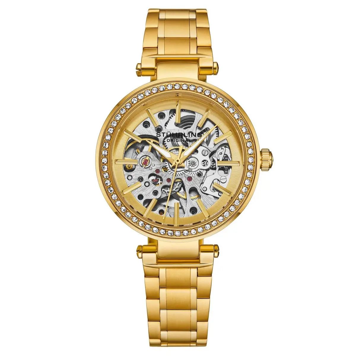 Stuhrling Radiant Elegance Automatic Skeleton Gold/stainless Gold Dial Wristwatch 4039.2