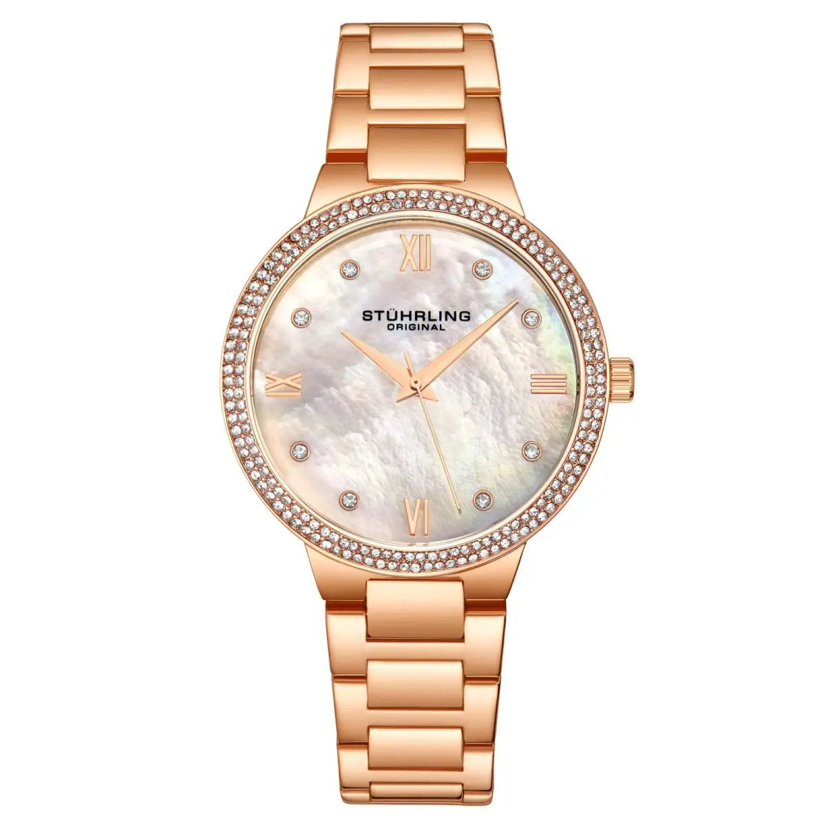 Stuhrling Carrara Quartz Classic Rose/stainless Silver Dial Wristwatch 3907.4