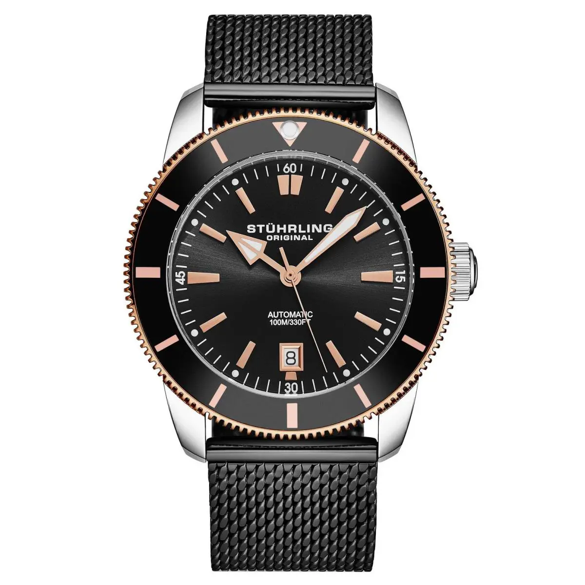 Stuhrling Marinier 4079 42mm Aquadiver Black/rose | Black Dial Marinier 4079 42mm Aquadiver Black/rose Black Dial Wristwatch 4079.4