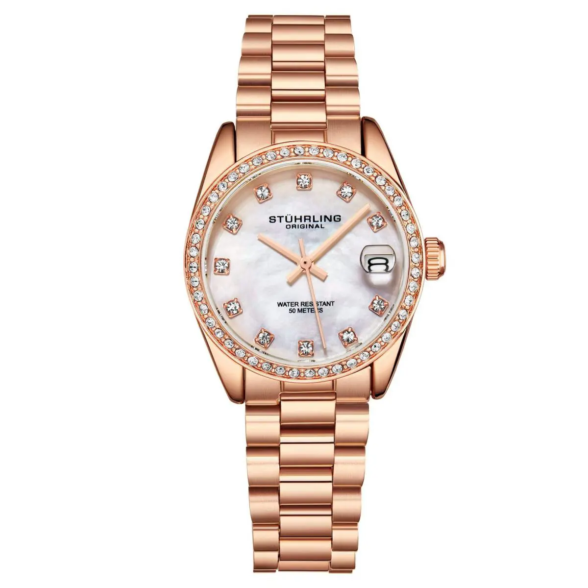 Stuhrling Vogue-3936.4 Rose Gold Stainless Steel Silver Dial Wristwatch 3936.4 - Dial: Gray, Band: Rose Gold