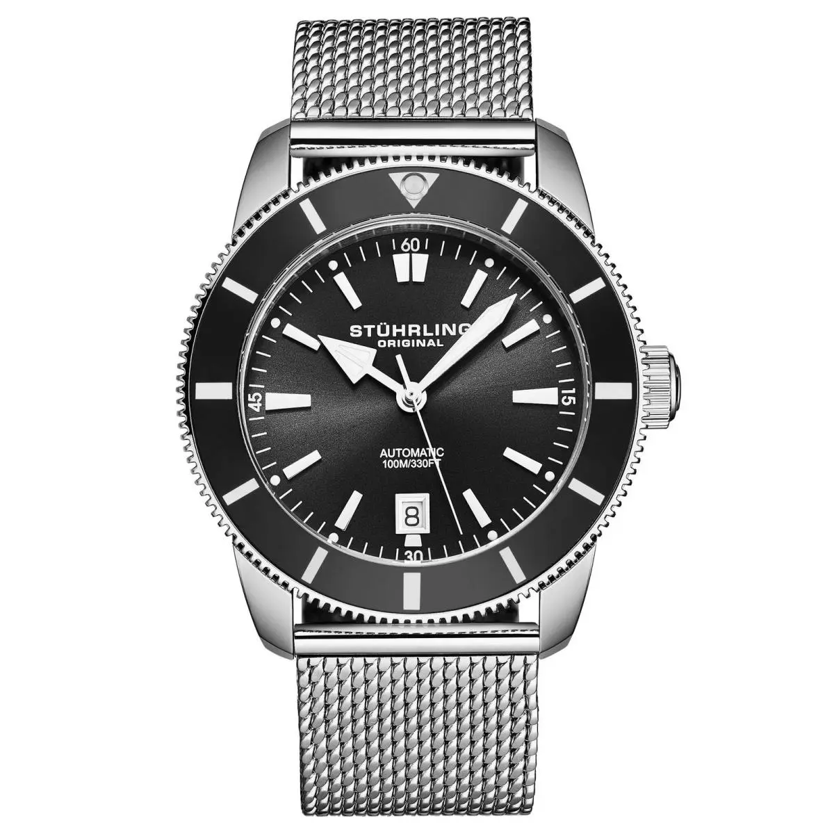 Stuhrling Marinier 4079 42mm Aquadiver Black/silver | Black Dial Marinier 4079 42mm Aquadiver Black/silver Black Dial Wristwatch 4079.1