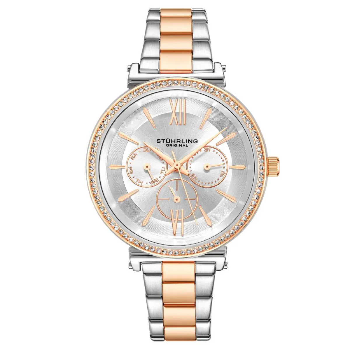 Stuhrling Aria Quartz Classic Rose/stainless Silver Dial Wristwatch 3908.3