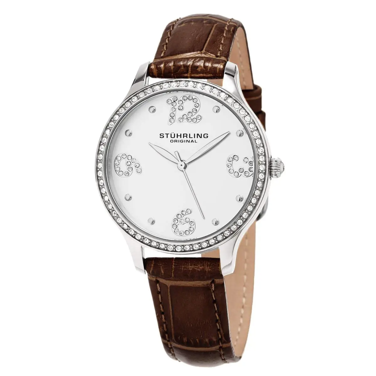 Stuhrling Vogue-560.01 Brown Leather Silver Dial Wristwatch 560.01 - Dial: Gray, Band: Brown