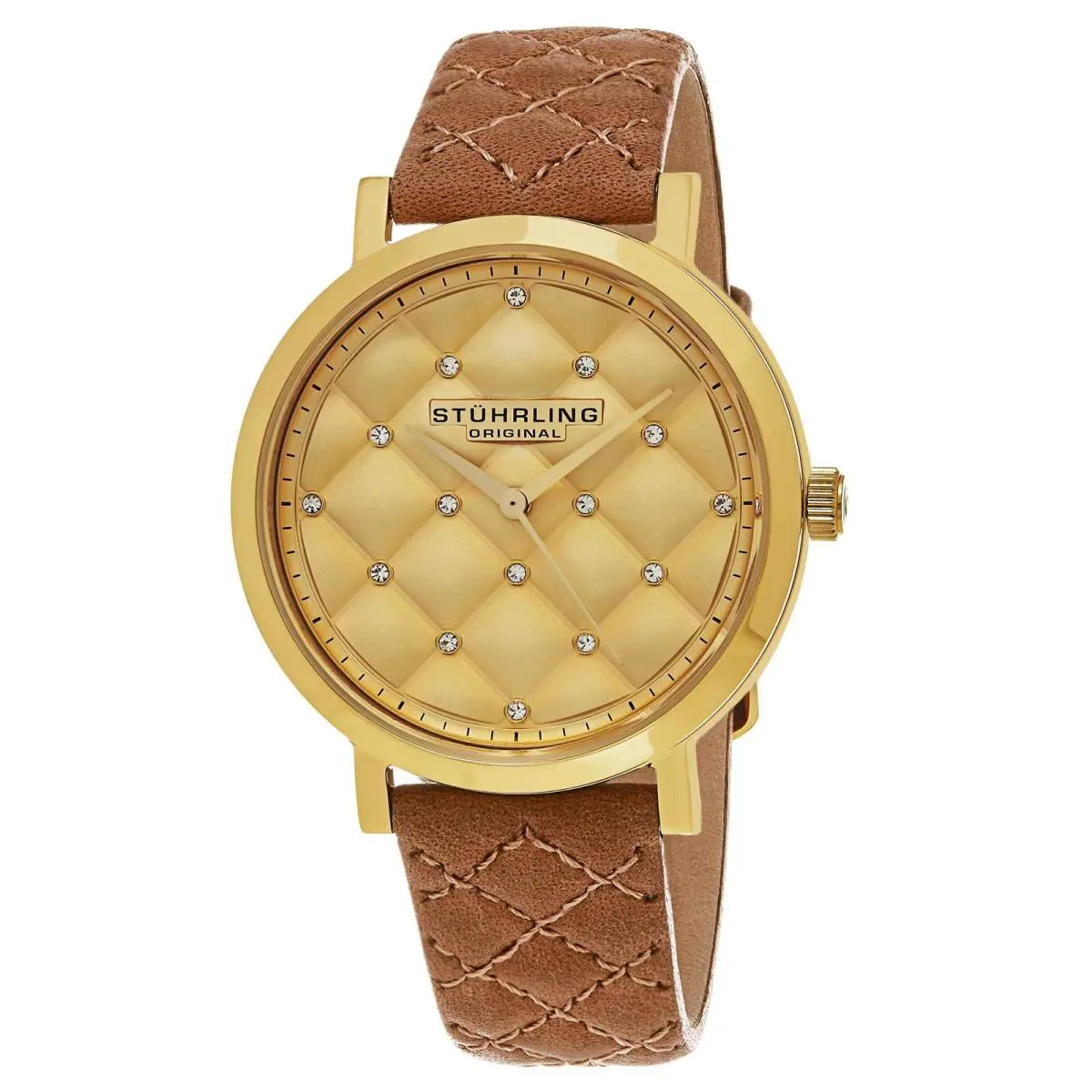 Stuhrling Vogue-462.02 Tan Leather Gold Dial Wristwatch 462.02