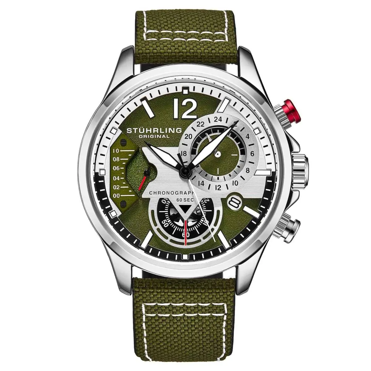 Stuhrling Cordura 4029 Quartz 45mm Aviator Wristwatch 4029.3