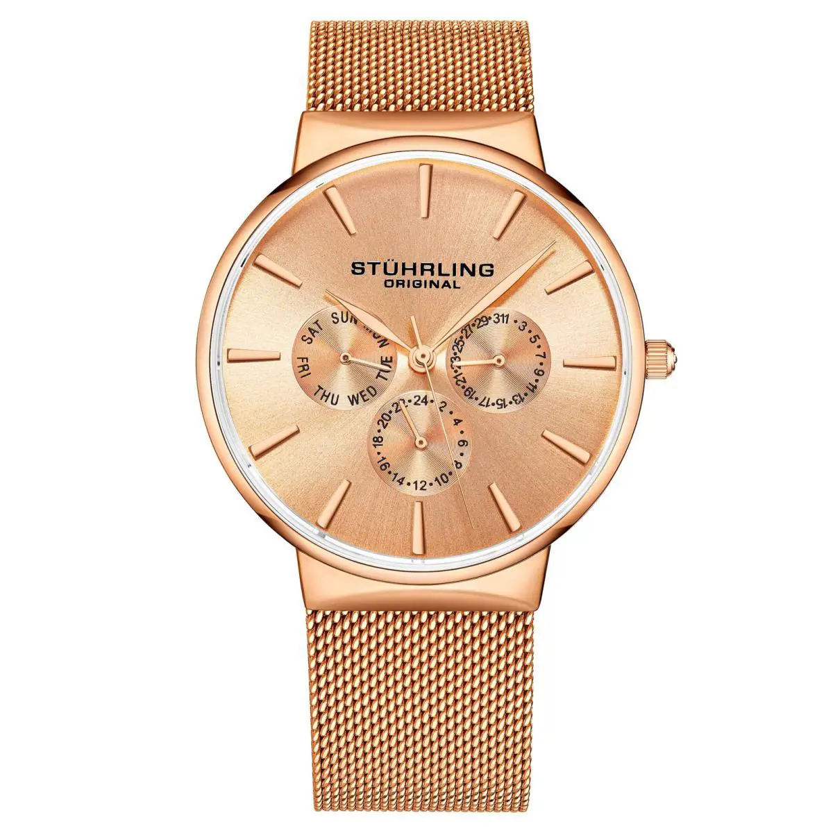 Stuhrling Monaco Rose/stainless Steel/rose Dial/rose Case Wristwatch 3931.4
