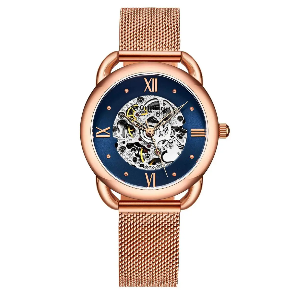 Stuhrling Legacy-3990m.3 Rose Gold Stainless Steel Blue Dial Wristwatch 3990M.3