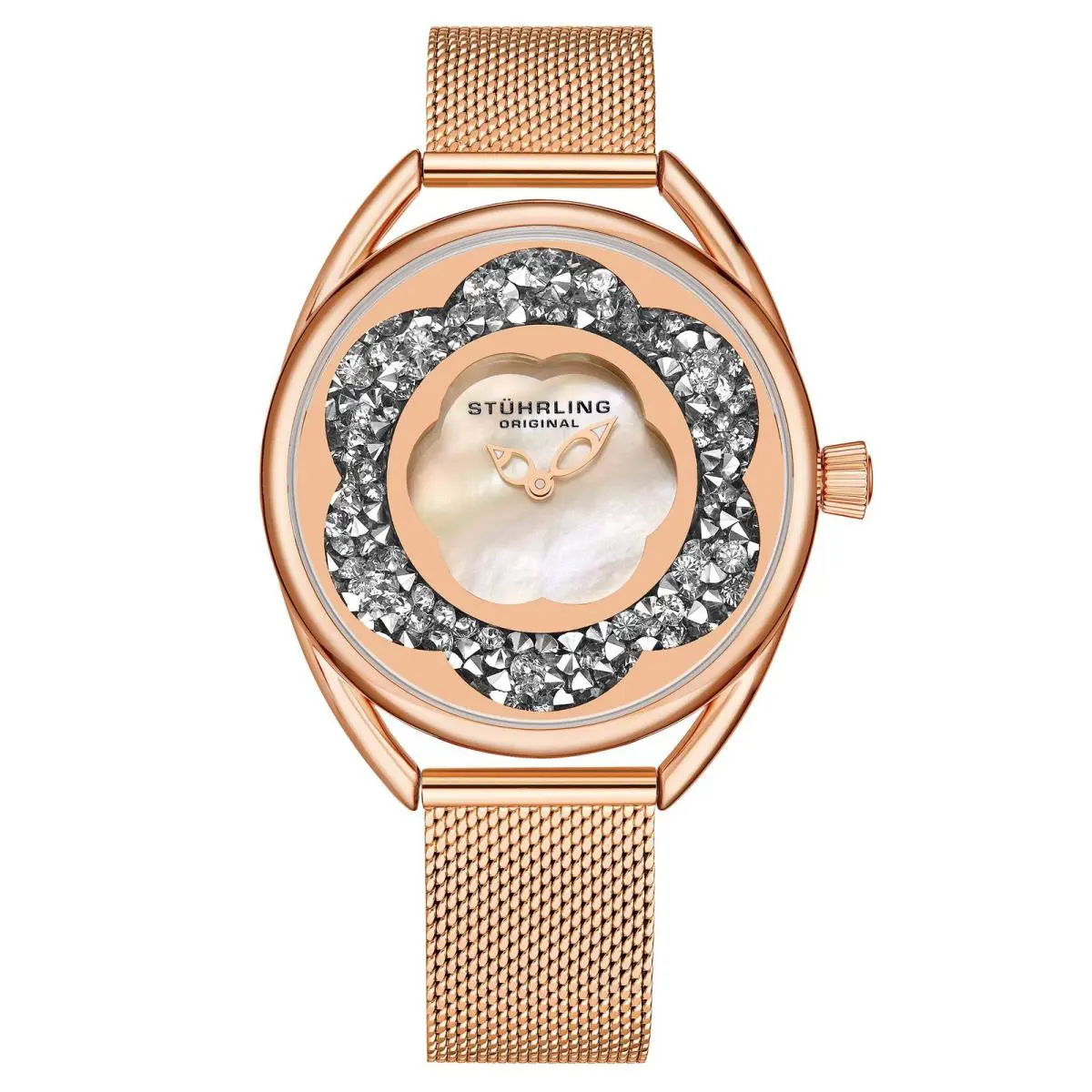 Stuhrling Lily Quartz Classic Rose/stainless White Dial Wristwatch 995M.05 - Dial: White, Band: Rose Gold