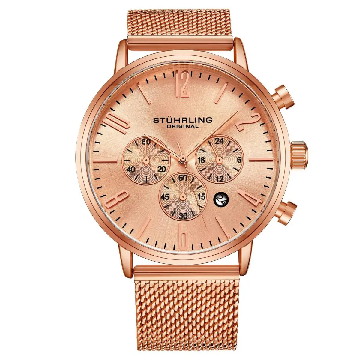 Stuhrling Monaco Rose/stainless Steel/rose Dial/rose Case 3932.4 Wristwatch 3932.4
