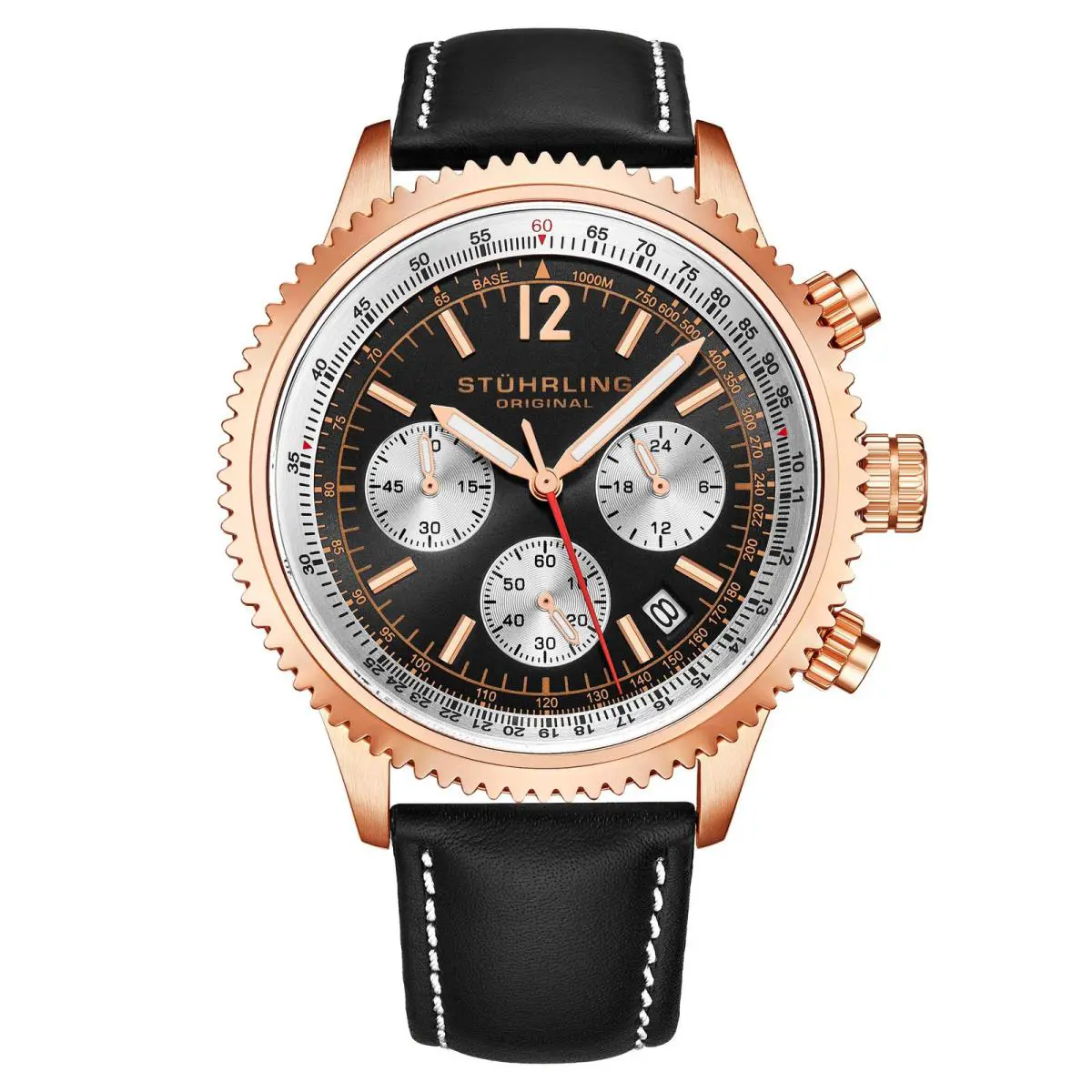 Stuhrling Monaco 4015 Black Black/stainless Steel Black Dial Wristwatch 4015.3