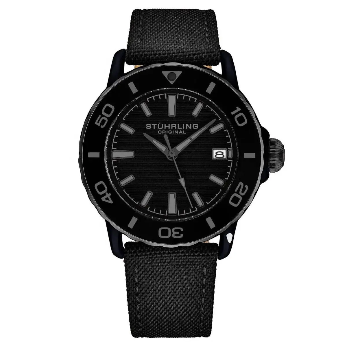 Stuhrling Explorer 4041 Quartz 40mm Diver Black Black Dial Wristwatch 4041.3