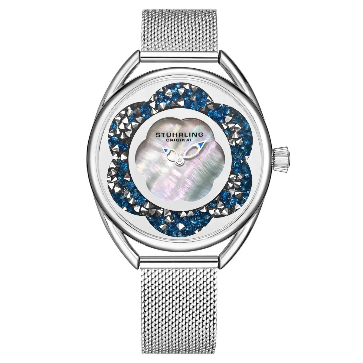 Stuhrling Lily Quartz Classic Blue/stainless White Dial Wristwatch 995M.03 - Dial: White, Band: Silver