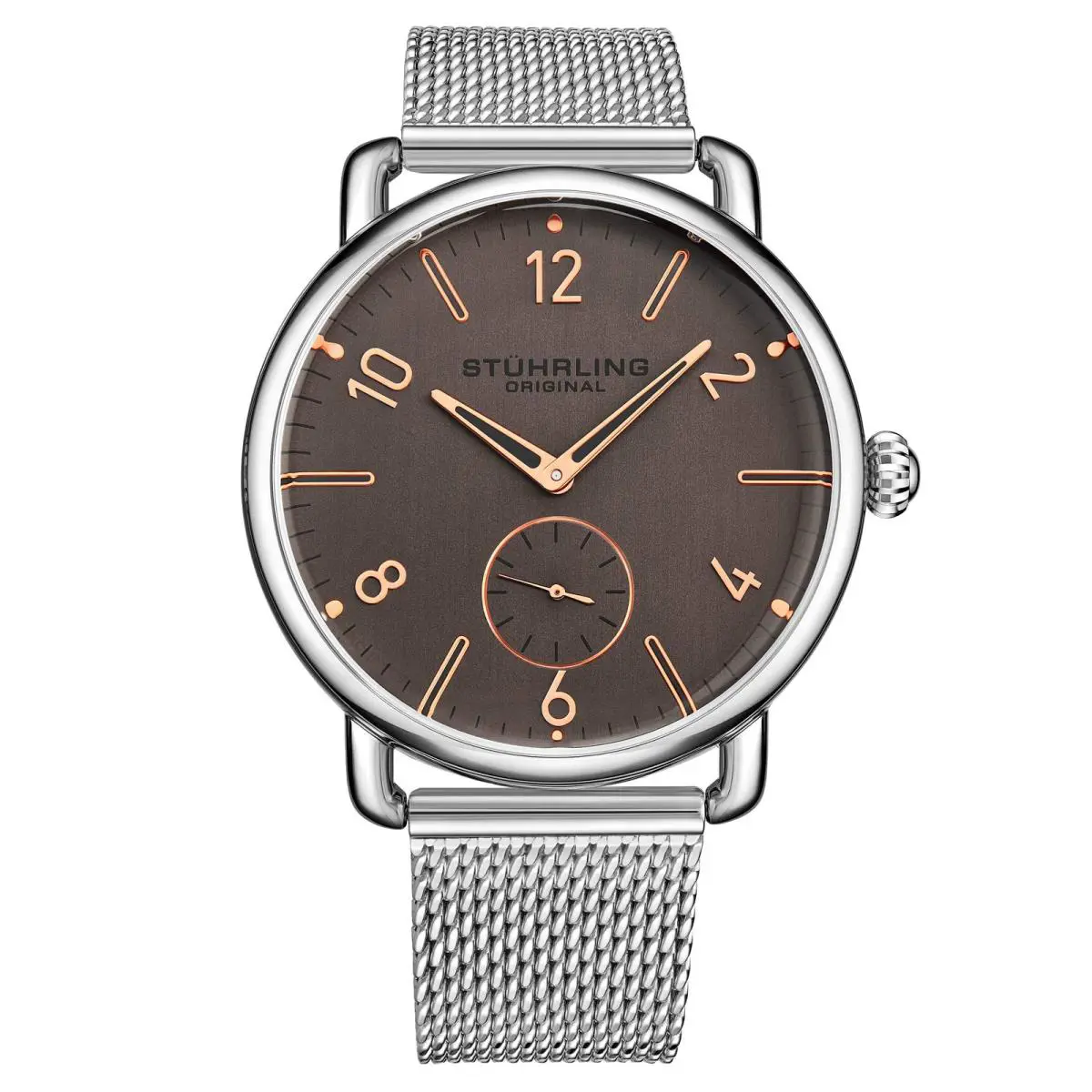 Stuhrling Symphony Silver/stainless Steel/coppertone Dial/silver Case Wristwatch 3939.3