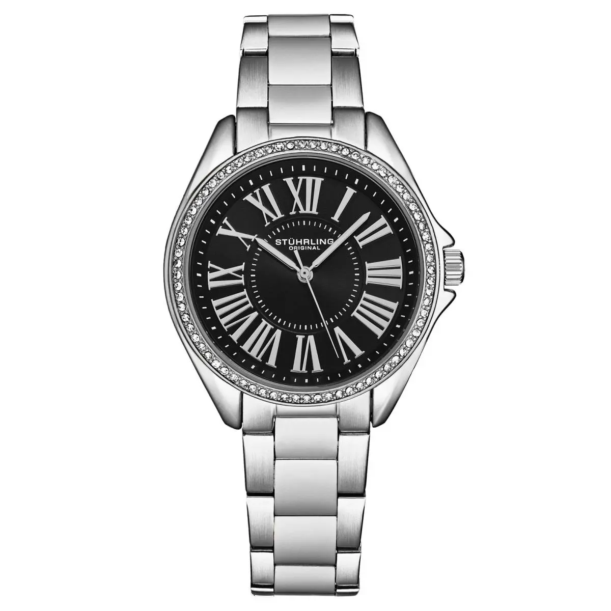 Stuhrling The Dynasty Quartz Watch Black/silver Black Dial Wristwatch 4025.1