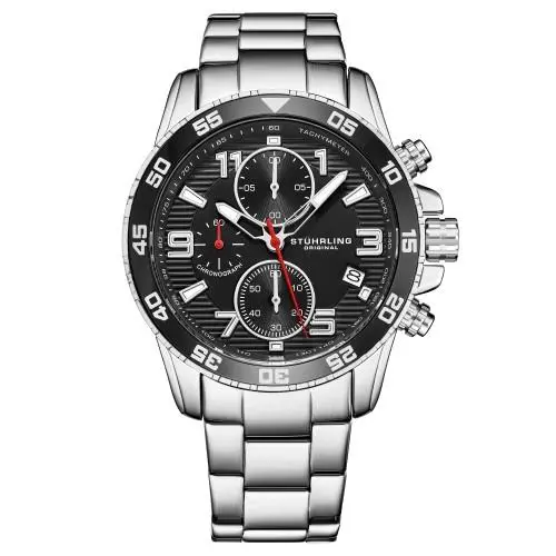 Stuhrling 3957 1 Quartz Chronograph Date Stainless Steel Bracelet Mens Watch