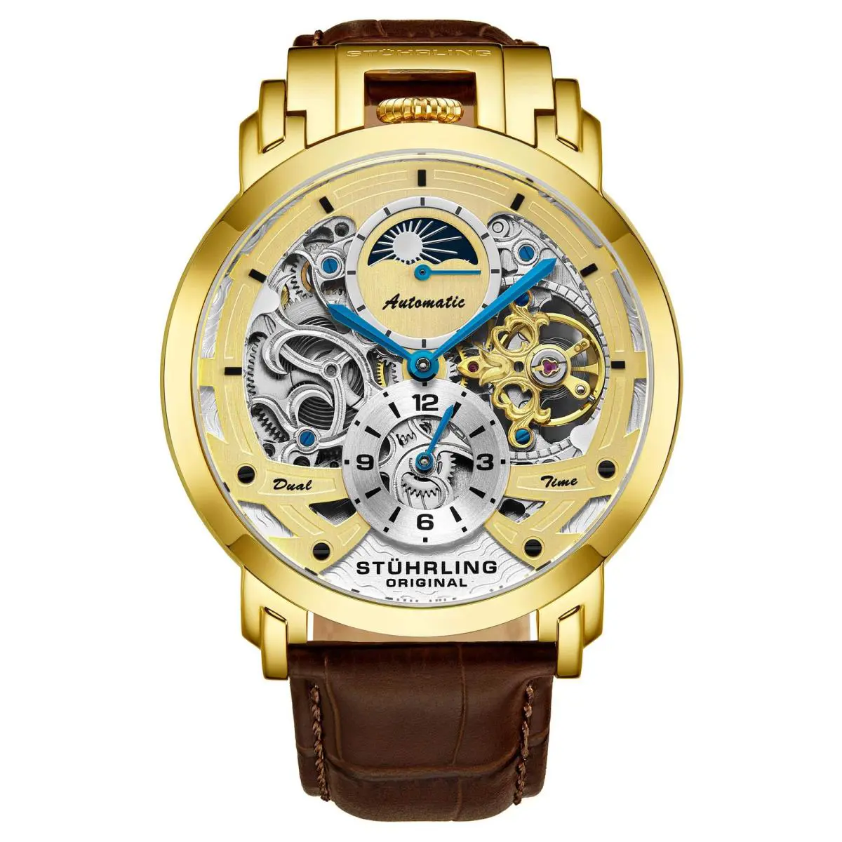 Stuhrling Legacy Brown/gold - Leather Gold Dial Wristwatch 906.03