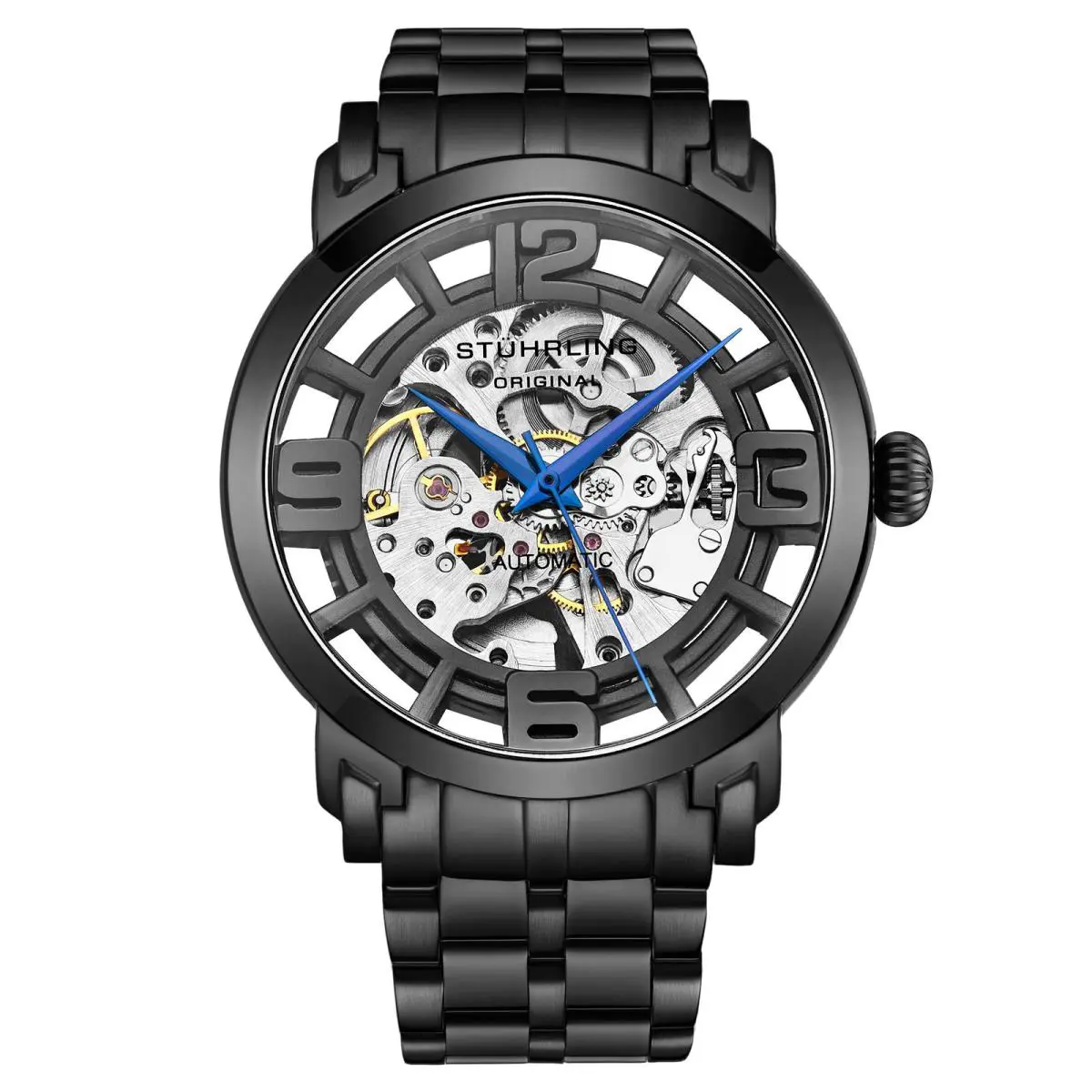 Stuhrling Legacy Black/black Stainless Steel Black Dial Wristwatch 3964.2