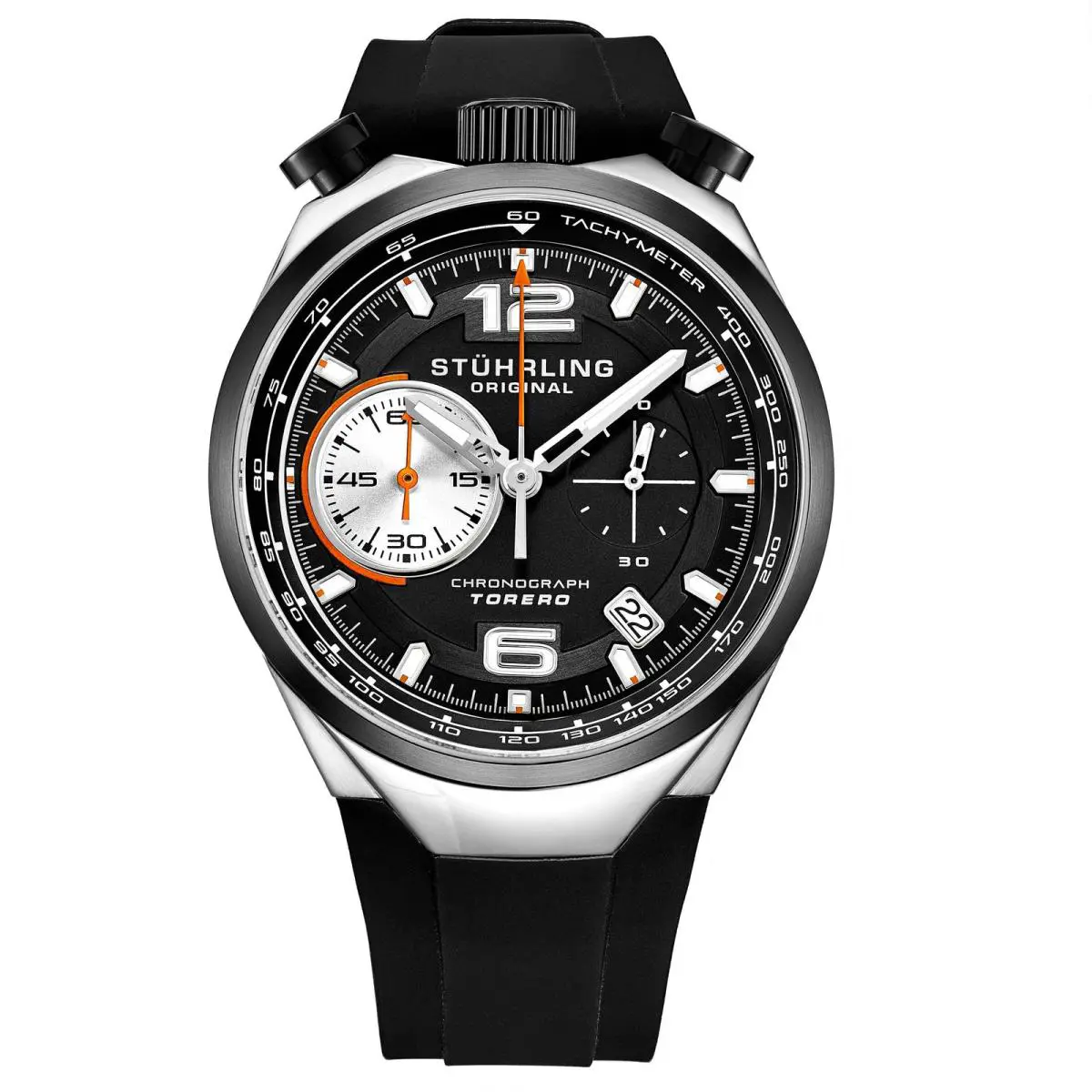 Stuhrling Monaco Black/rubber/black Dial/black Case Black Dial Wristwatch 894.02