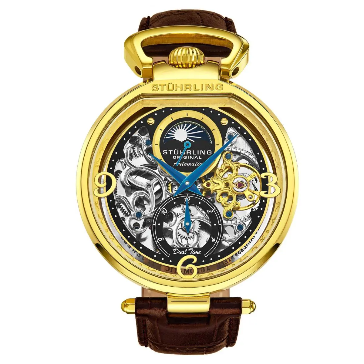Stuhrling Legacy Brown/black Leather Black Dial Wristwatch 889.02