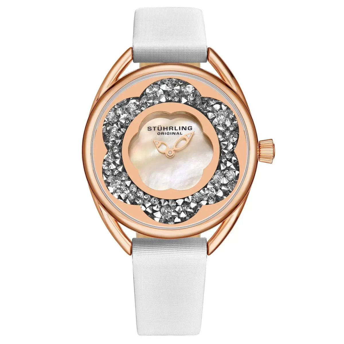 Stuhrling Symphony White Leather Silver Dial Wristwatch 995.05