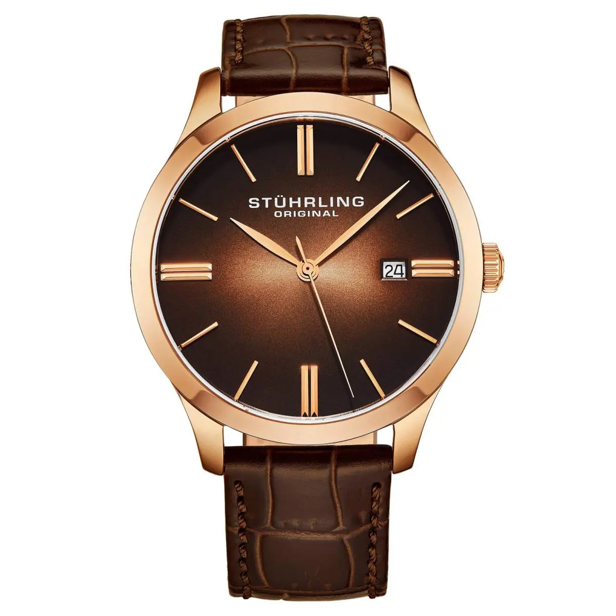 Stuhrling Symphony Rose/ Brown Black Dial Wristwatch 4014.3