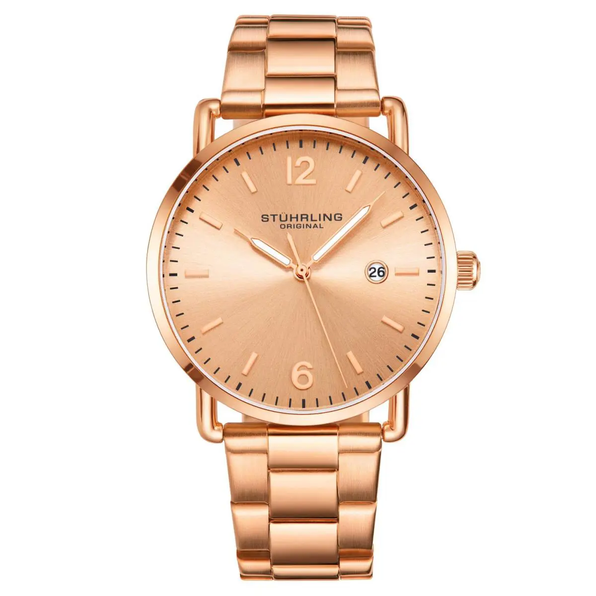 Stuhrling Oslo 3902 Quartz 38mm Fashion Rose/bracelet Rose / Salmon Dial Wristwatch 3902 - Dial: Other, Band: Rose Gold
