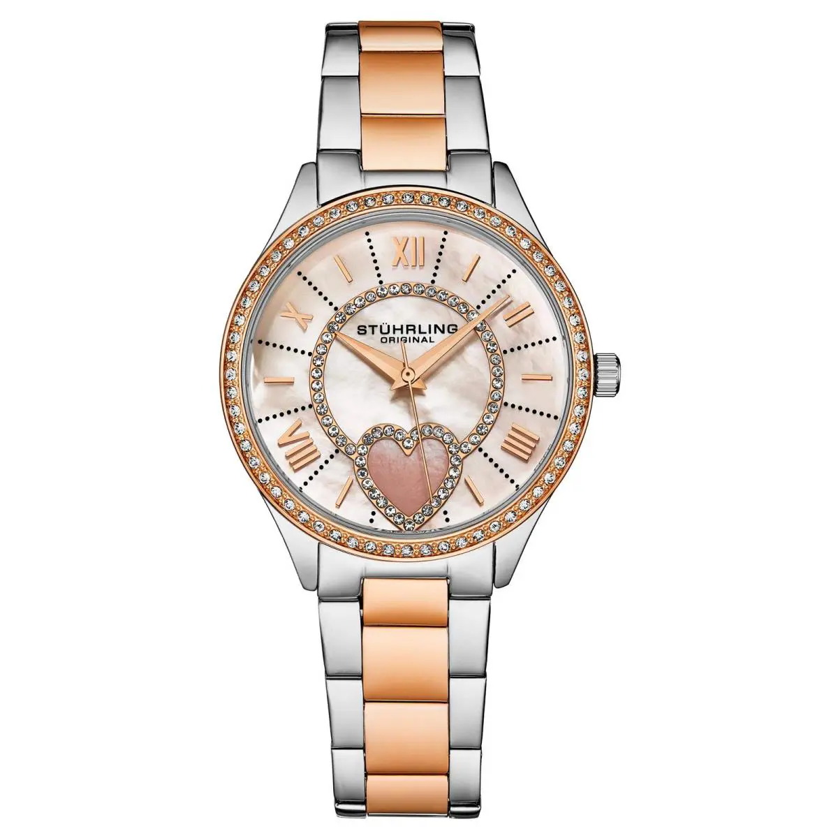 Stuhrling Saylor Mother of Pearl Quartz Classic Rose/silver White Dial Wristwatch 4019.3