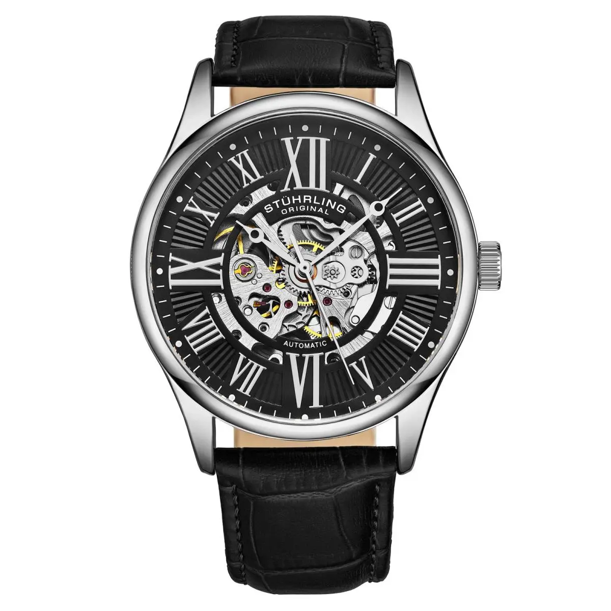 Stuhrling Atrium Automatic Legacy 42mm Automatic Wristwatch 3942.2 - Dial: Black, Band: Black
